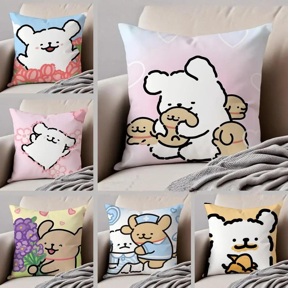 LLine Dogs Cushion Cover Throw Pillow Cover Hidden Button Durable Polyester Chair Cushion