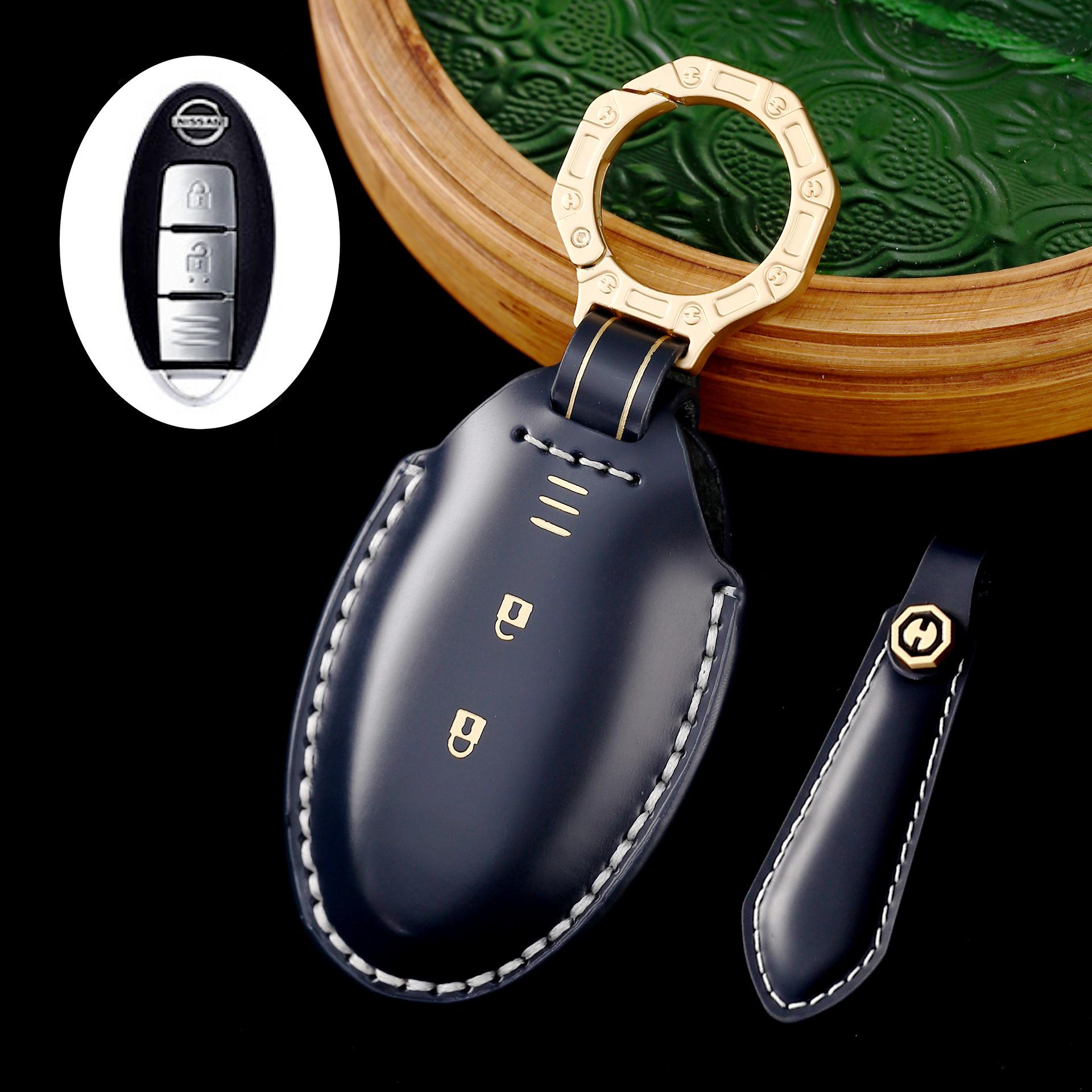

Car Key Cover Is Suitable For Nissan Teana Qashqai Qijun Leather Car Key Protective Case Bag Purely Handmade