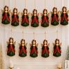 30pcs Christmas Angel Ornament Set Features Classic Red, Green, And Golden Holiday Colors, Paired with Golden Wings, Bells, Santa Hats, Wreaths