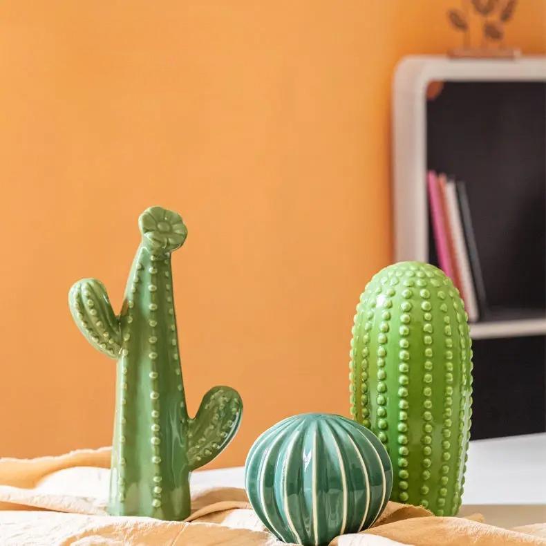 Nordic Ceramic Handicrafts Simulation Cactus Ornaments Art Decorative Home Furnishings Photography Props Green Room Decor