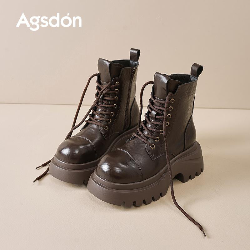 Augustine brown Martin boots women's 2025 new autumn platform retro British style Maillard locomotive short boots