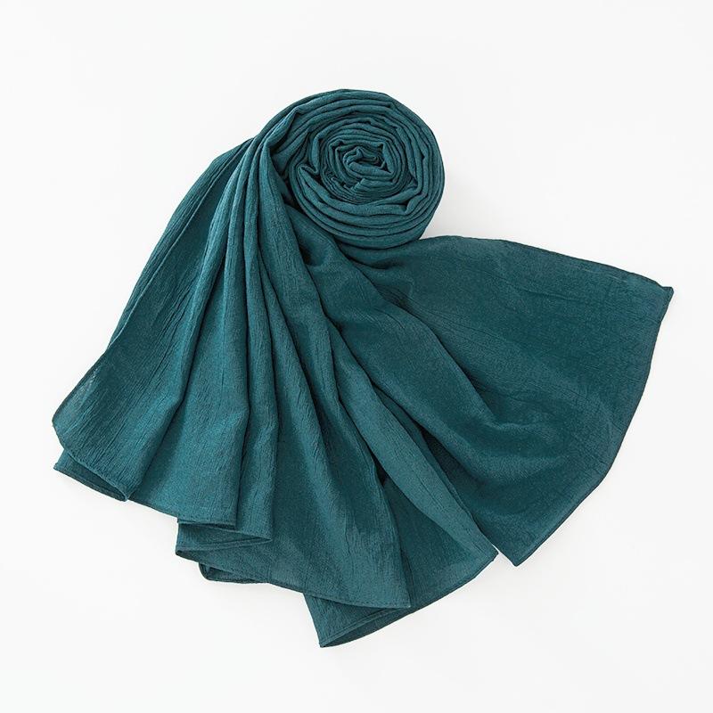 New Breathable Crumpled Scarf For Women Girls Solid Scarves Soft Cotton Wrinkle Pashmina Shawl Foulard Winter Warm Wrap Shawls