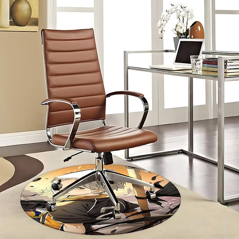 1pc Anime Cartoon Design Round Carpet  Office Chair Mat 80cm