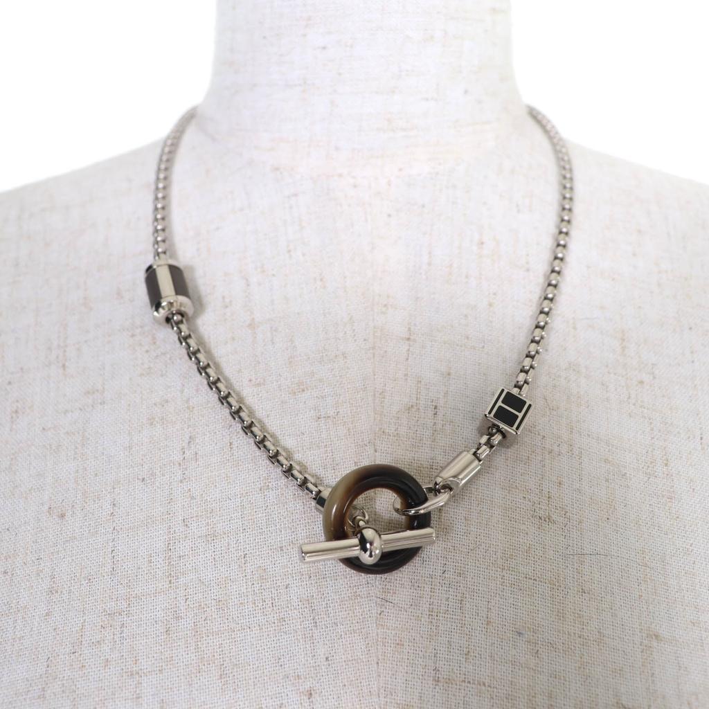 Excellent HERMES Necklace Meli Melo H logo Pendant Silver Women Used