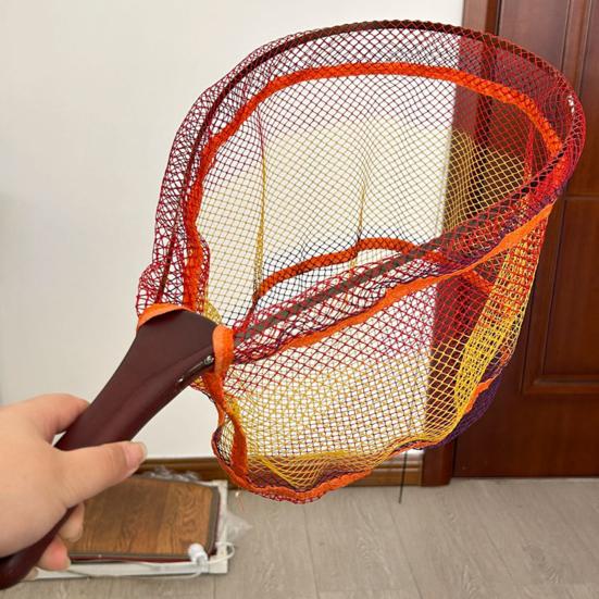 Fishing Net Bass Trout Landing Net with Wooden Handle Foldable Design Lightweight Portable Fish Catching Net