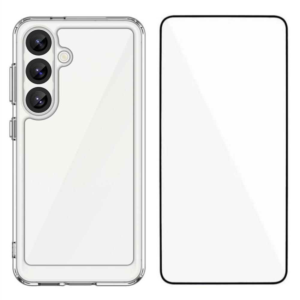 

WANLONFENG Серія MF для Samsung Galaxy S25 Чохол TPU+Акрил Прозора Накладка для Телефону із Загартованою Скляною Плівкою Style A