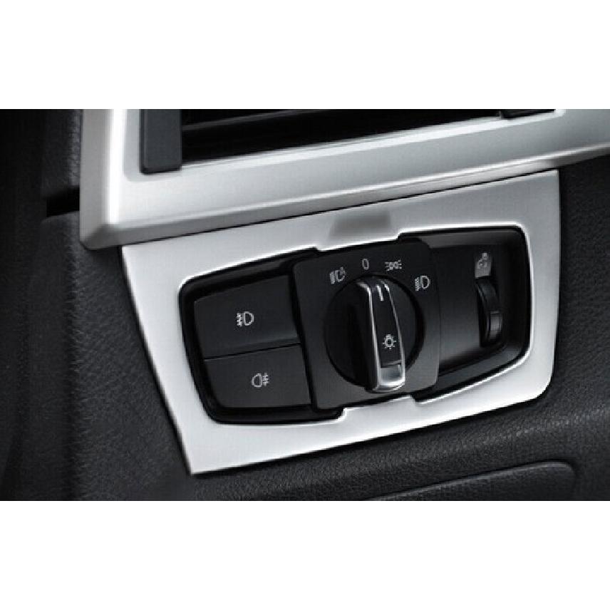 For BMW 3 4 Series GT 2013- Silver Steel Trim Headlight Switch Control Cover