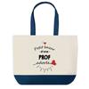 Tote Bag - PLANETEE - Blue Bottom Shopping Bag « Bazar D'une Prof Adorée » - Cotton 40x45 Cm - Large Size - Made In France
