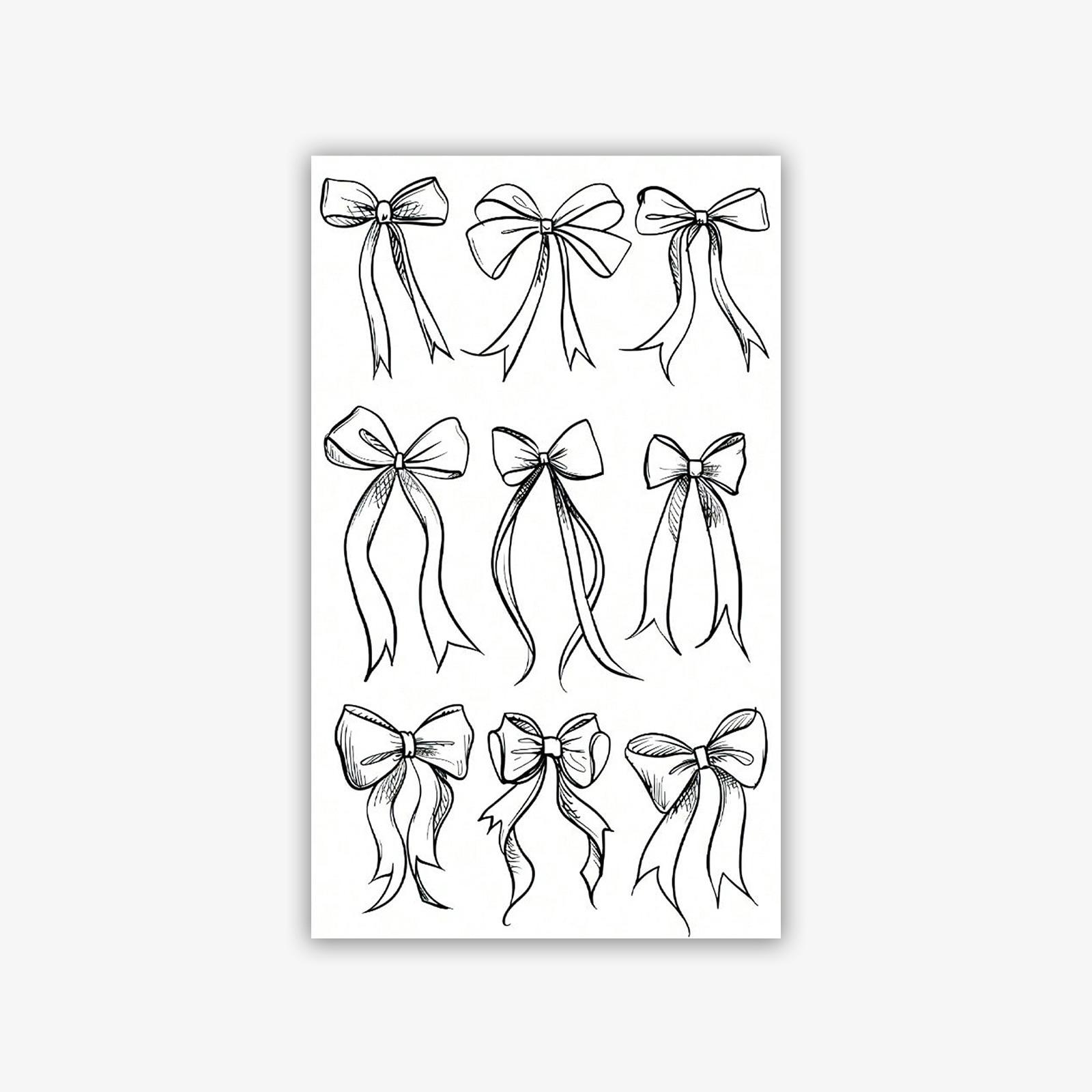 Herbal Juice Small Fresh Cute Beautiful Simple Picture Bow Clavicle Tattoo Sticker 9*15