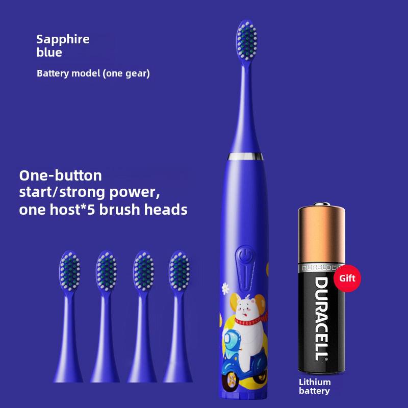 

Водонепроницаемая ультразвуковая детская электрическая зубная щетка - милый мультяшный дизайн, мягкая щетина, класс защиты IP7, идеальный подарок