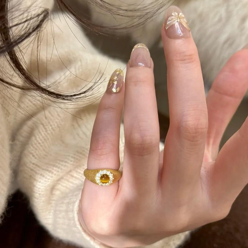 Stunning S925 Silver Bamboo Enamel Ring In Antique Gold For Women Featuring A Contemporary Geometric Design For Chic Fashion Cho