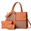 Pu Spliced Color Block Mother Daughter Bag With Zipper Closure For Daily Use
