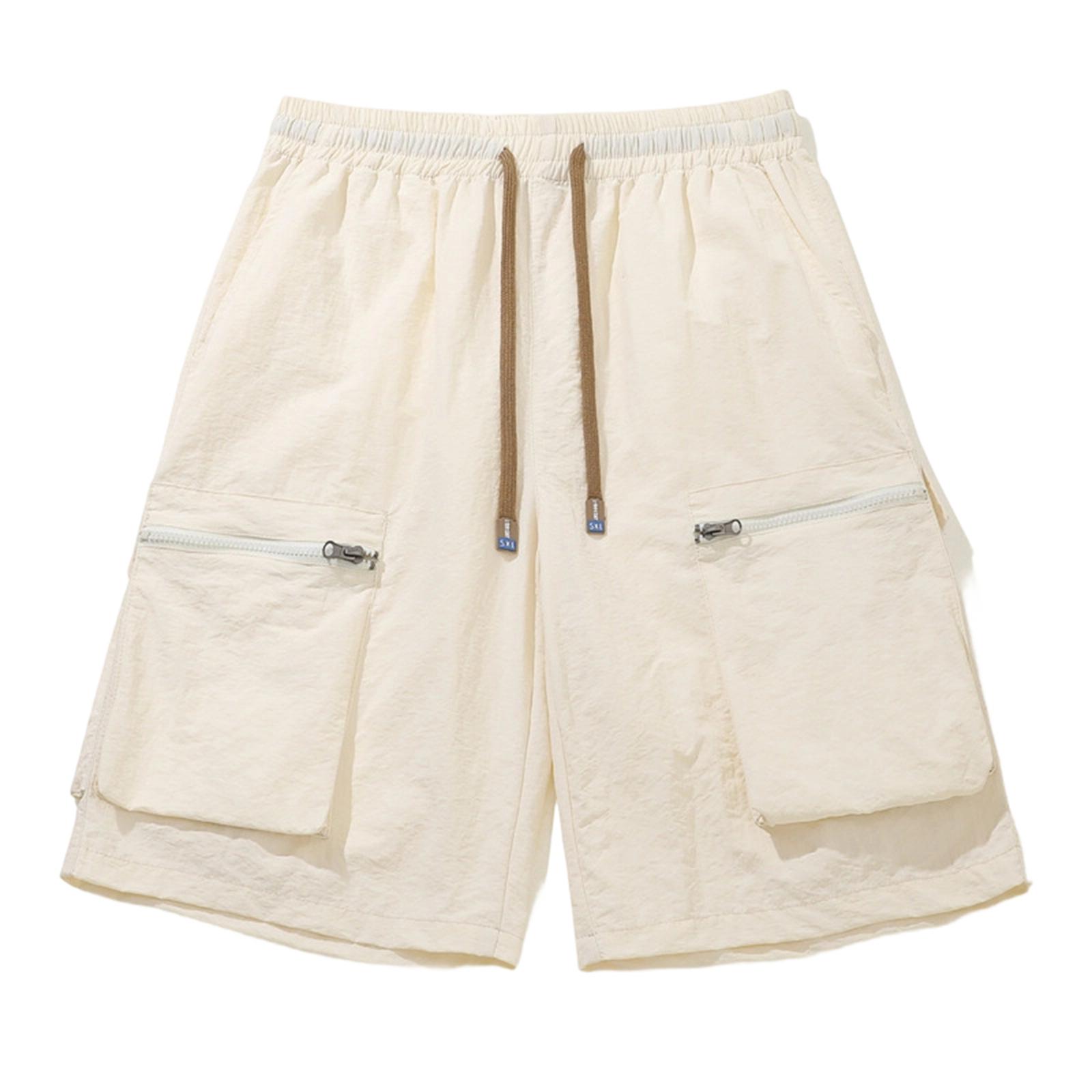 Men s Casual -Weave Drawstring Shorts L бежевый