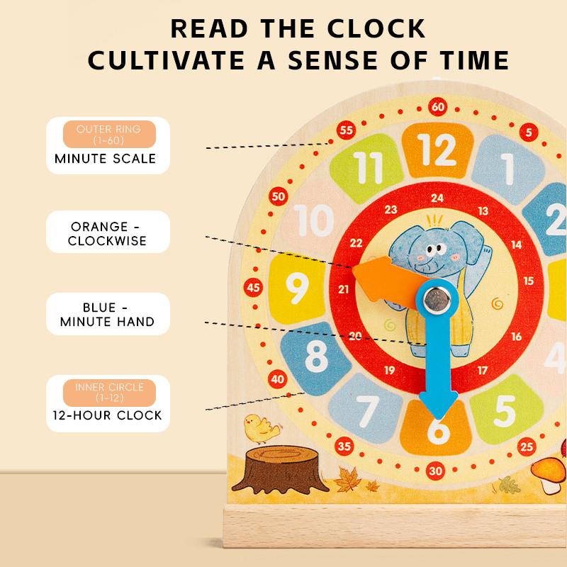 Kids Educational Learning Toys Wood Clock Game for Children To Learn Reading Time Early Teaching Aids Basic Skill Practice