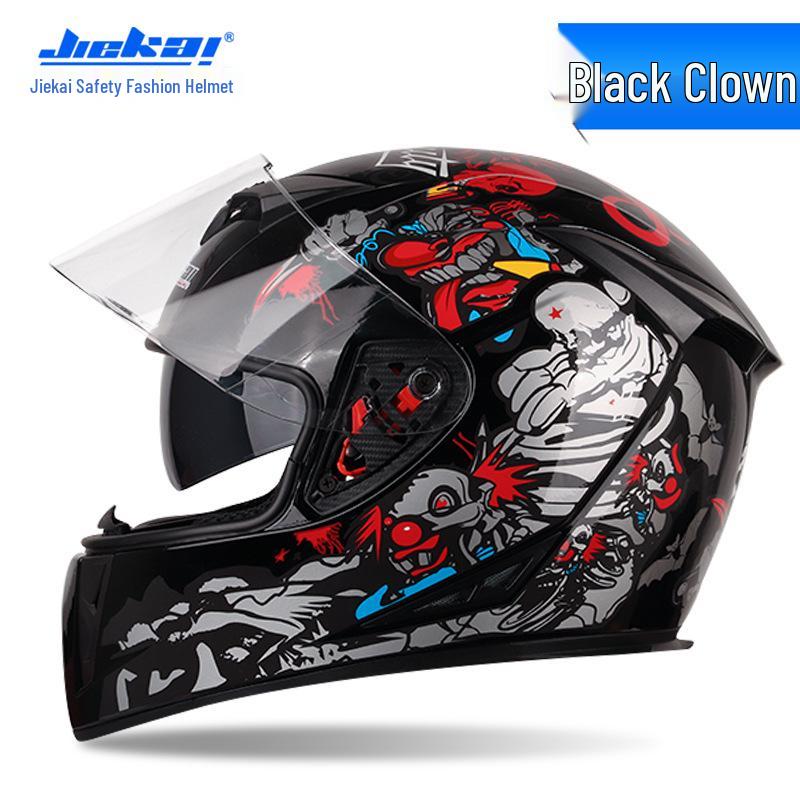 Jiekai Full Face Electric Motorcycle Helmet - Unisex, All-Season Racing Safety