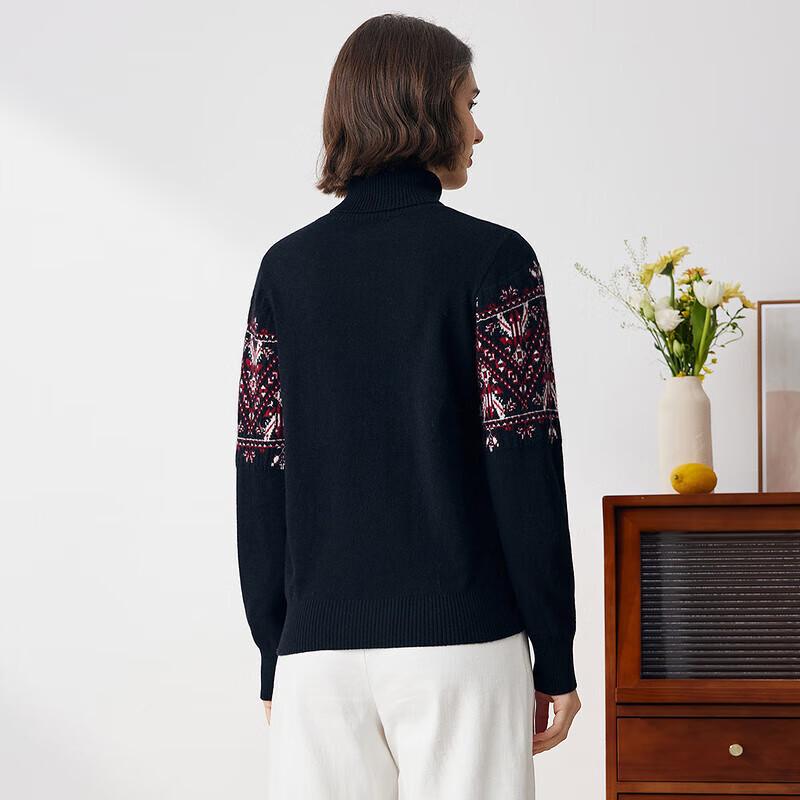 KEMONBOCA Women's Retro Jacquard Pure Cashmere Sweater