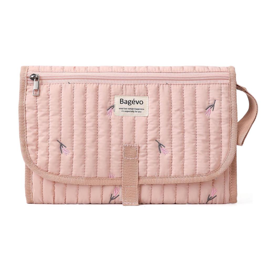 Baby Expandable Diaper Bag with Wet Wipe Pocket Foldable Travel Diaper Mat Bag Easy-Clean Lightweight for Go Out Parents Carry