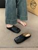 Fashion 2025 Summer New Low Heels Mules Shoes for Women Square Toe Slippers Women Chunky Heel Cover Toe Slippers Shoes Zapatos De Mujer