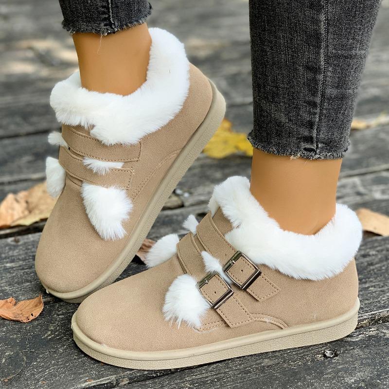 Women's Fleece-Lined Slip-On Loafers – Fuzzy Warm Lining, Flat Sole, Cozy Winter Snow Boots