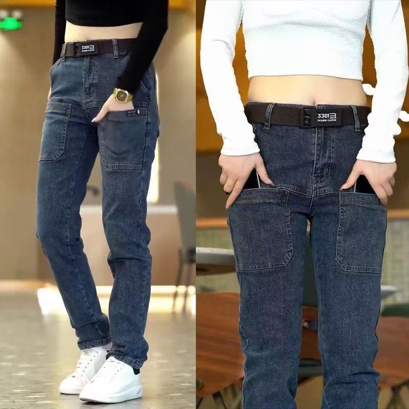 

Прямые японские мужские летние джинсы со средней и высокой талией 28 (40-50 kg) синий/серый