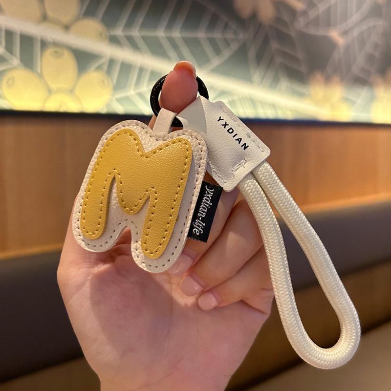 Customizable Leather Letter Keychain Pendant for Girls and Couples