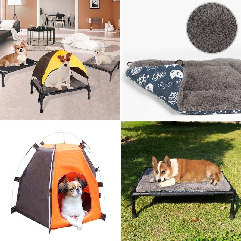 Outdoor Camping Dog Tent,Elevated-Dog Bed with Removable Canopy-Portable Cooling Raised Pet Cot Bed for Dogs and Cats