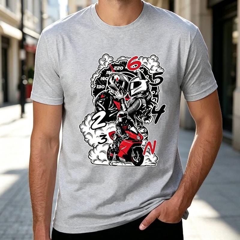 Motorcycle Helmet Graphic Tshirt for Unisex Unisex Casual Cotton Short Sleeve Tee Top Cool Biker Graphic Shirt 100 Cotton Summer