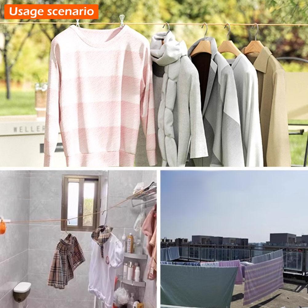 New Retractable No-Drill Hanging Rope with Hooks for Outdoor Camping Hotel Dormitory Portable Travel Clothesline