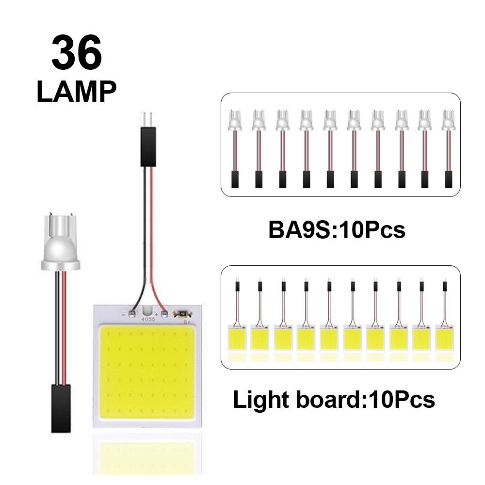 10PCS Car LED Lights Panel 18/24/36/48 SMD T10 BA9s 12V COB Lamp Bulb Car Dome Light Reading Lights Auto Interior Accessories