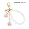 Unique Resin Flower and Pearls Chain Keychain Mobile Phone Pendant Stylish Key Accessory Elegant Bag Charm for Women