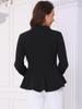 Allegra K Women's Office Blazer, Stand Collar, Long Sleeve, Single Button, Peplum, Black, Size XS