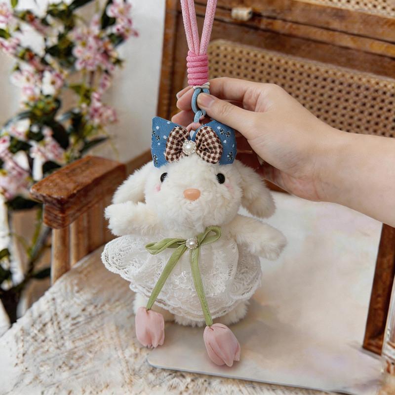 Cute Bunny Plush Keychain With Tulip Skirt For Car Keys Or Gifts