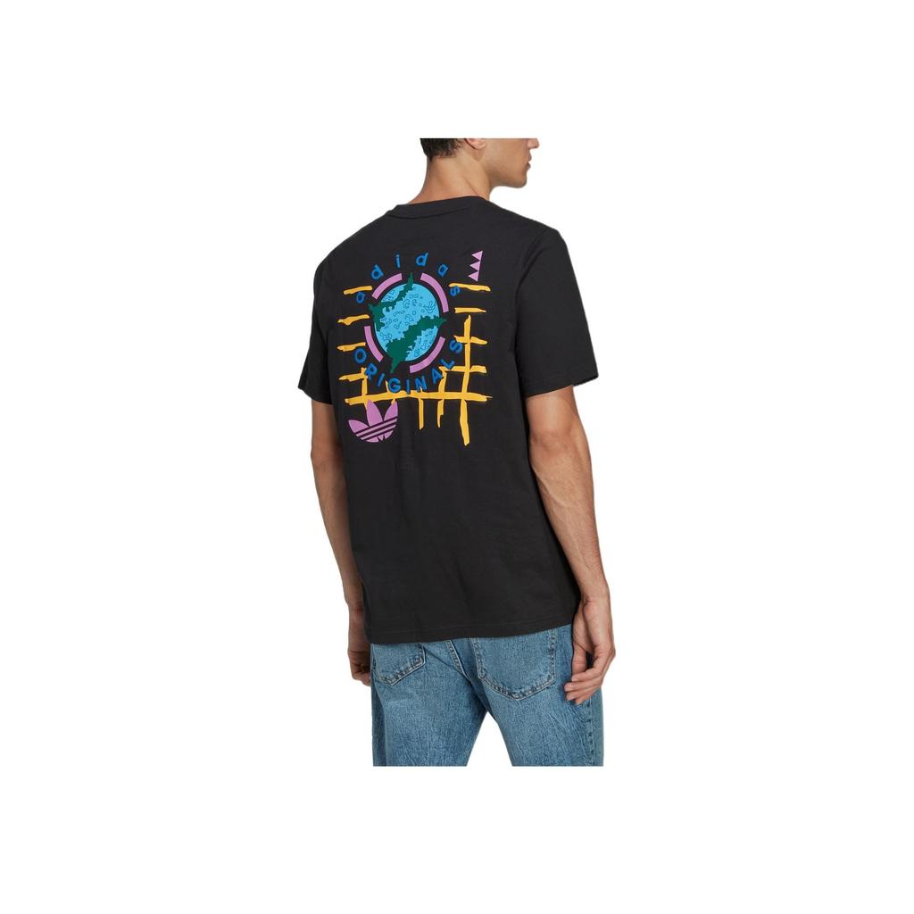 Adidas Originals Trefoil Logo Print Round Neck Short Sleeve T-Shirt Men Tops Black II8472