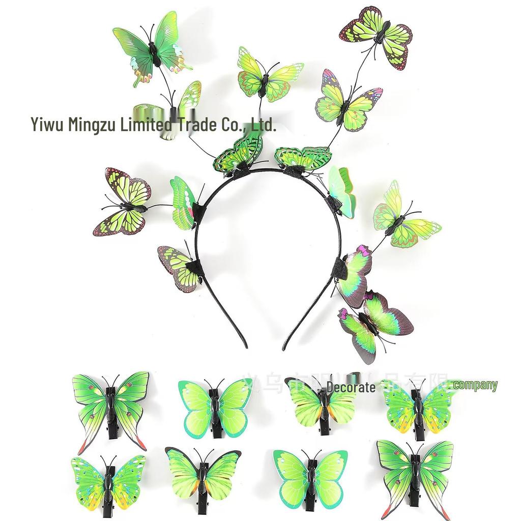 Elegant Korean-Style Bridal Floral Wreath Butterfly Headband