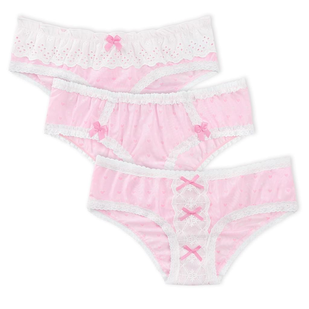 LittleForBig Women's Mesh Panties, Pink Princess, 3-Pair Set, Size S