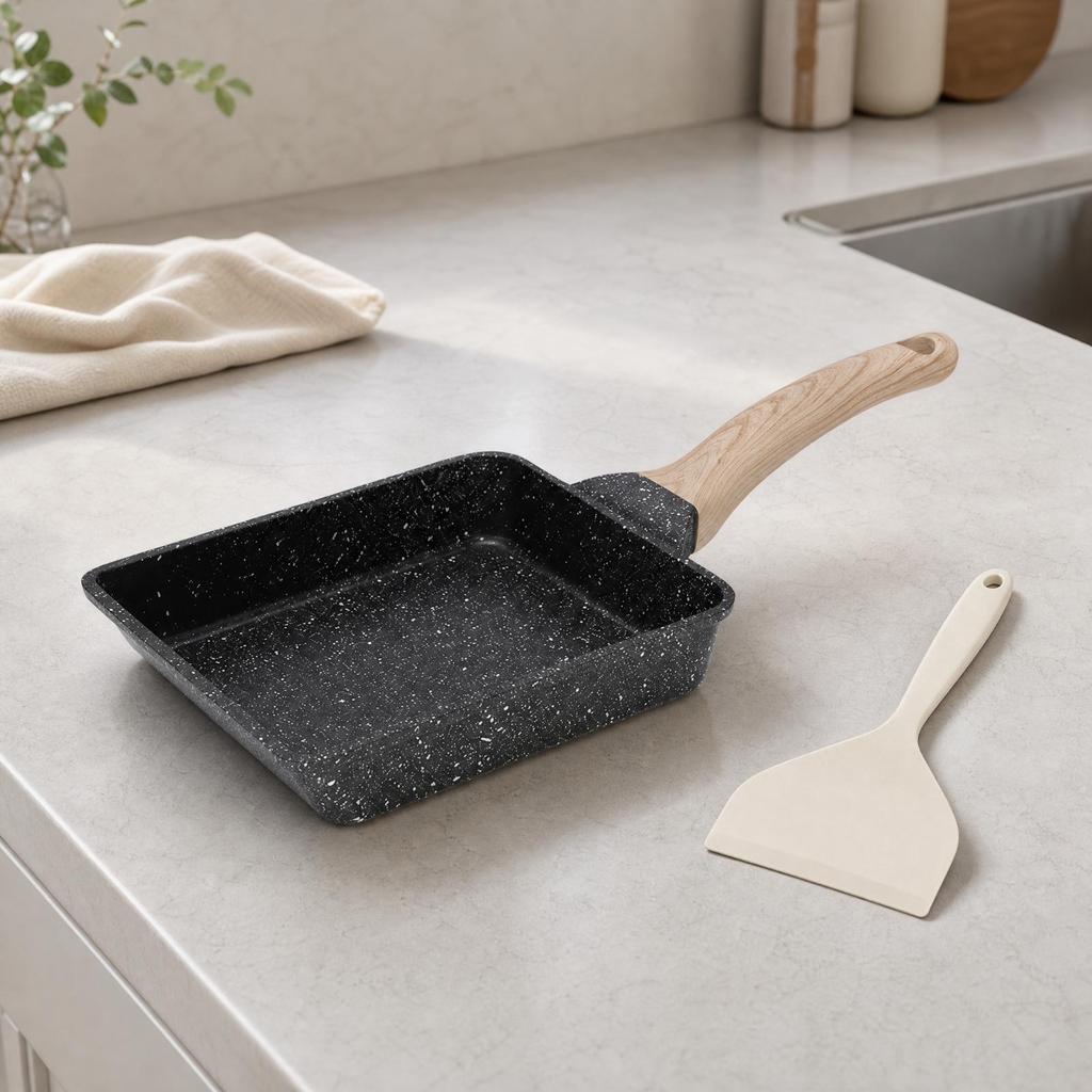 Padella Giapponese per Uova Arrotolate con Distribuzione Uniforme del Calore Rettangolare Frittura Arrotolata Non