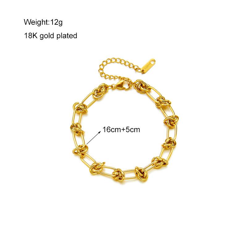 Stainless Steel Gold Silver Color Twist Knot Necklace Bracelets For Womens Girl New Fashion Non-fading Jewelry Set