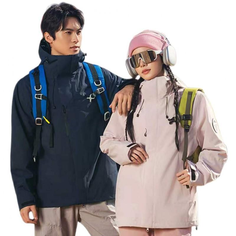 Men Women 3-in-1 Waterproof Windproof Hiking Jacket Outdoor Camping Mountaineering Coat