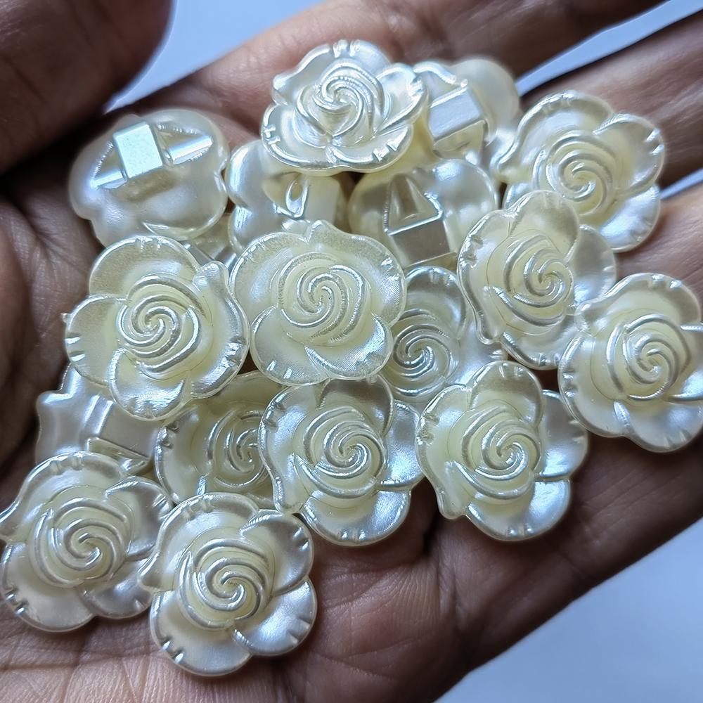 18mm ABS Pearl Flower Beads with Back Holes for Washable Multi-Color Garment and Home Decor