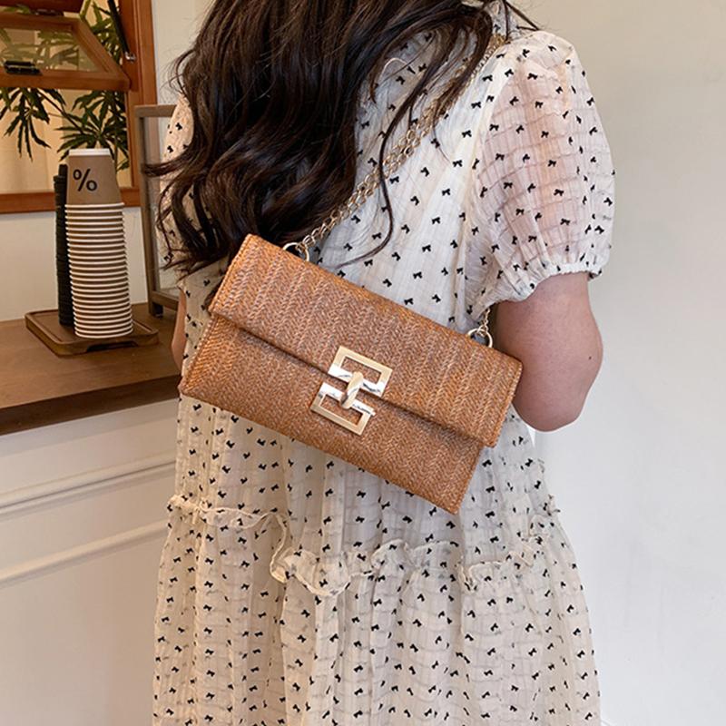 Damen Handtasche Mobile Geldbörse Sommer Strand Böhmischer Stil Handtasche Gewebte Kette Crossbody Schultertasche für Mädchen