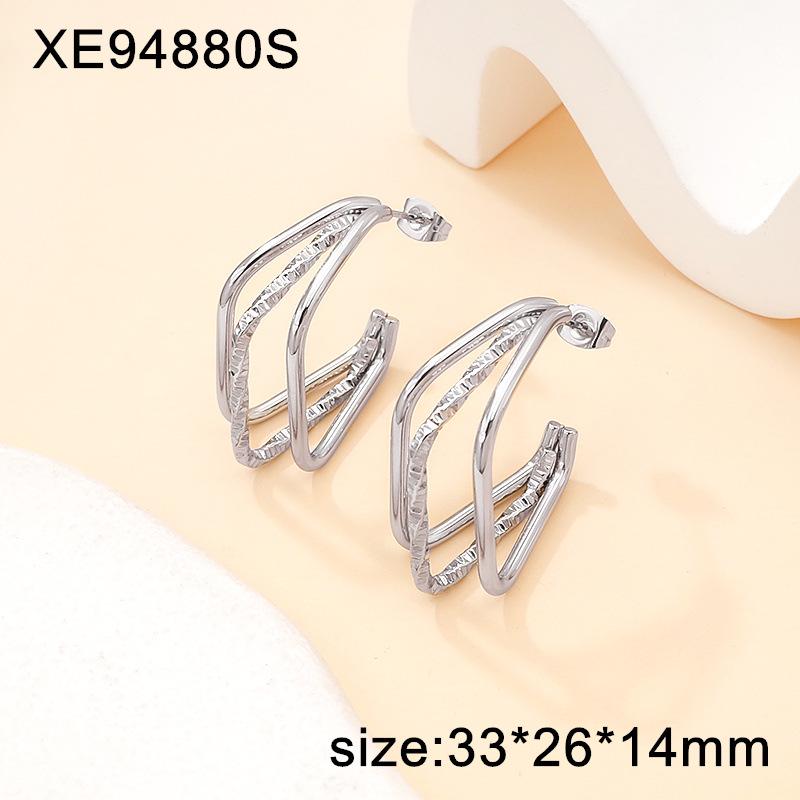 2025 Fashionable Titanium Steel Gold Cross-Border Geometric Earrings: Lightweight, Luxurious & Versatile for Women