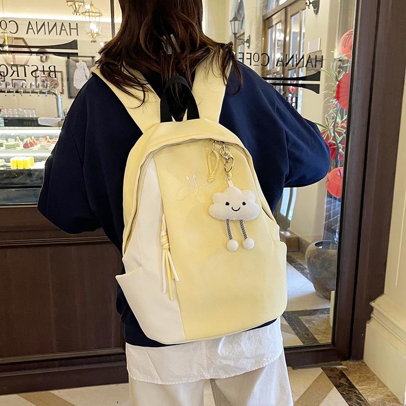 

New Schoolbag Female Elementary School Student Contrast Color High School Junior High School Student Backpack Ins Japanese Large Capacity Backpack single bag