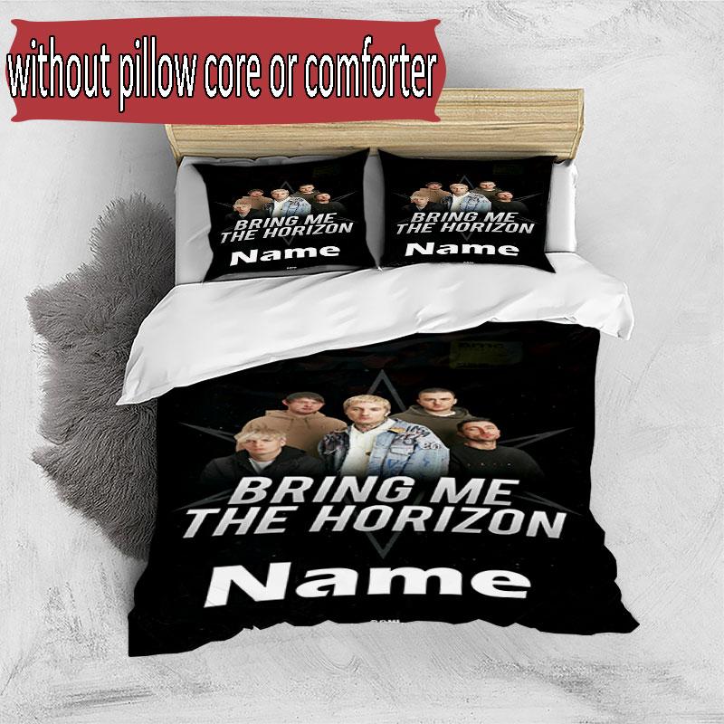 3pcs Duvet Cover Set (1*Duvet Cover + 2*Pillowcase, Without Core), Custom Name Bring Me the Horizon Pattern Bedding Set, Home Bedroom Decor Gift