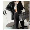 Coffee leather jacket women's spring and autumn new fashion loose small suit feeling blazer leather