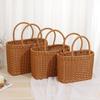 Plastic Fruit Baskets Imitation Rattan Shoulder Bag Durable Handbag  for Fruit Vegetables