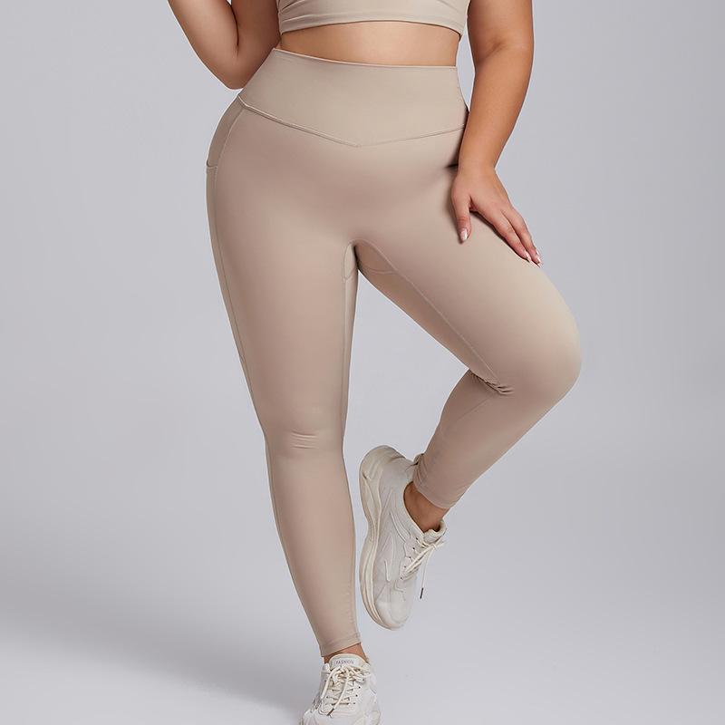 Tuta da Yoga di Alta Gamma Taglie Forti: Abbigliamento sportivo europeo e americano nudo a due pezzi con tasca.