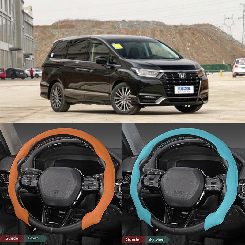 

Для Honda универсальный автомобильный чехол из углеродного волокна, нескользящий чехол на руль автомобиля, украшение интерьера автомобиля Suede Black A