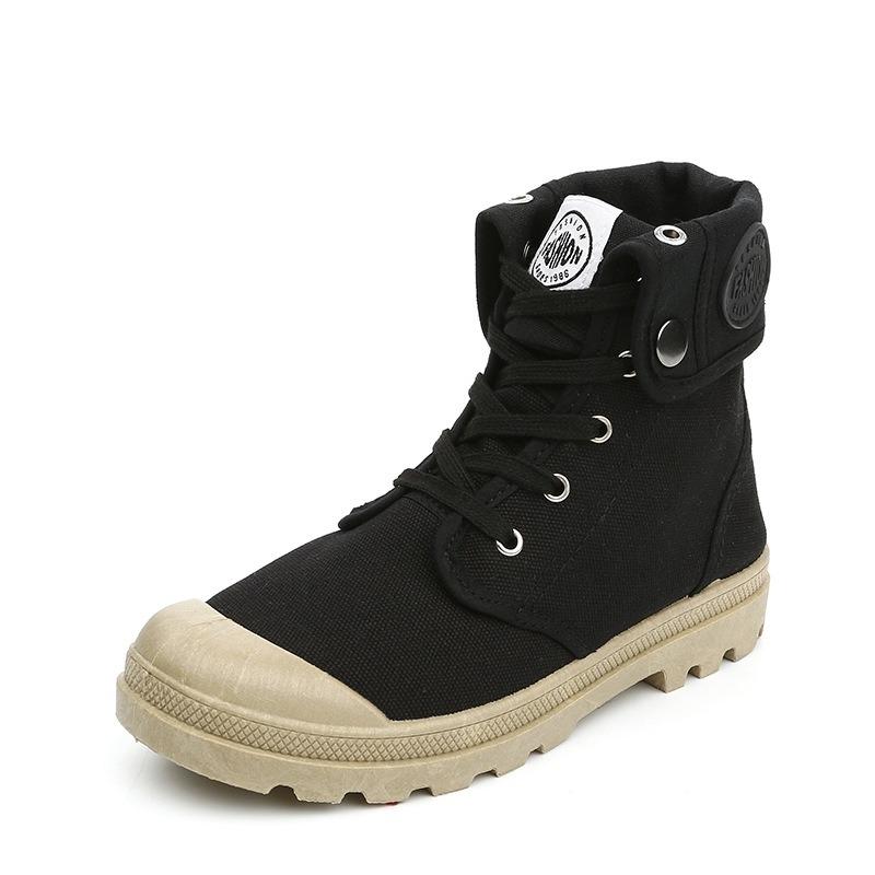 

Shoelife Модные женские модные парусиновые ботинки высшего качества на шнуровке Палладиевая парусиновая обувь Ботильоны Мотоциклетные ботинки 41 чёрный