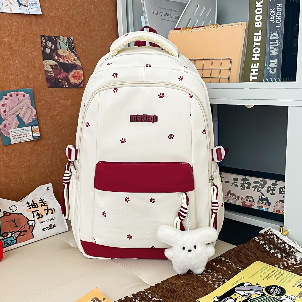 Schoolbag multi-compartment Korean college style backpack female junior high school student schoolbag niche design sense backpack burden reduction