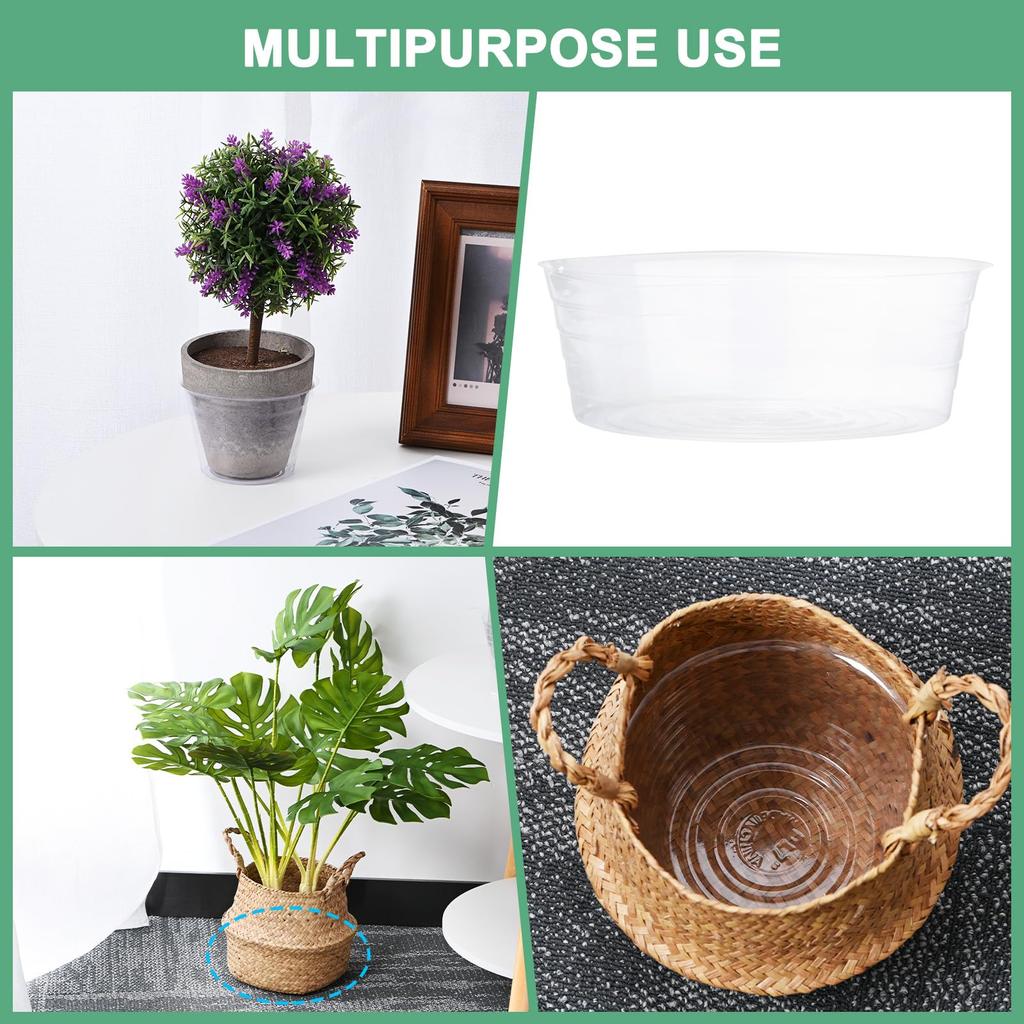 METERXITY 20-Pack 12" Plastic Plant Saucers for Indoor/Outdoor Use, Flower Pot Trays, and Drip Pans (Clear)